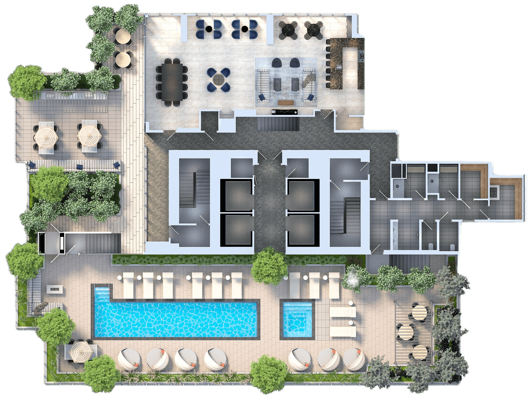 Level 33 Downtown Flower Amenity floor plan
