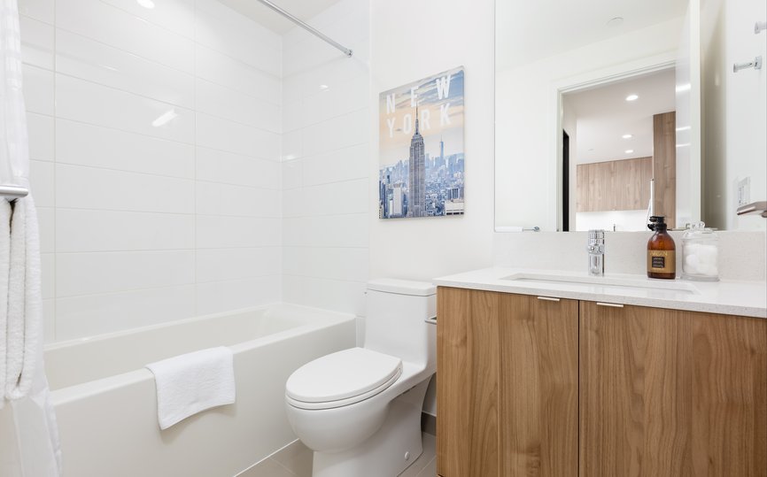 luxury bathroom at level port moody in three bedroom suite