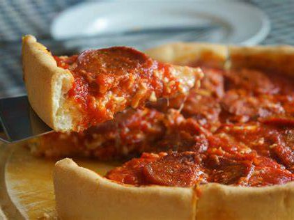 Deep dish pizza in Chicago