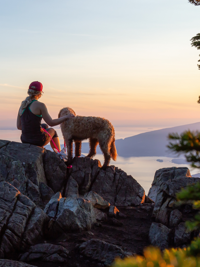 Views of a girl and her dog on Dog Mountain