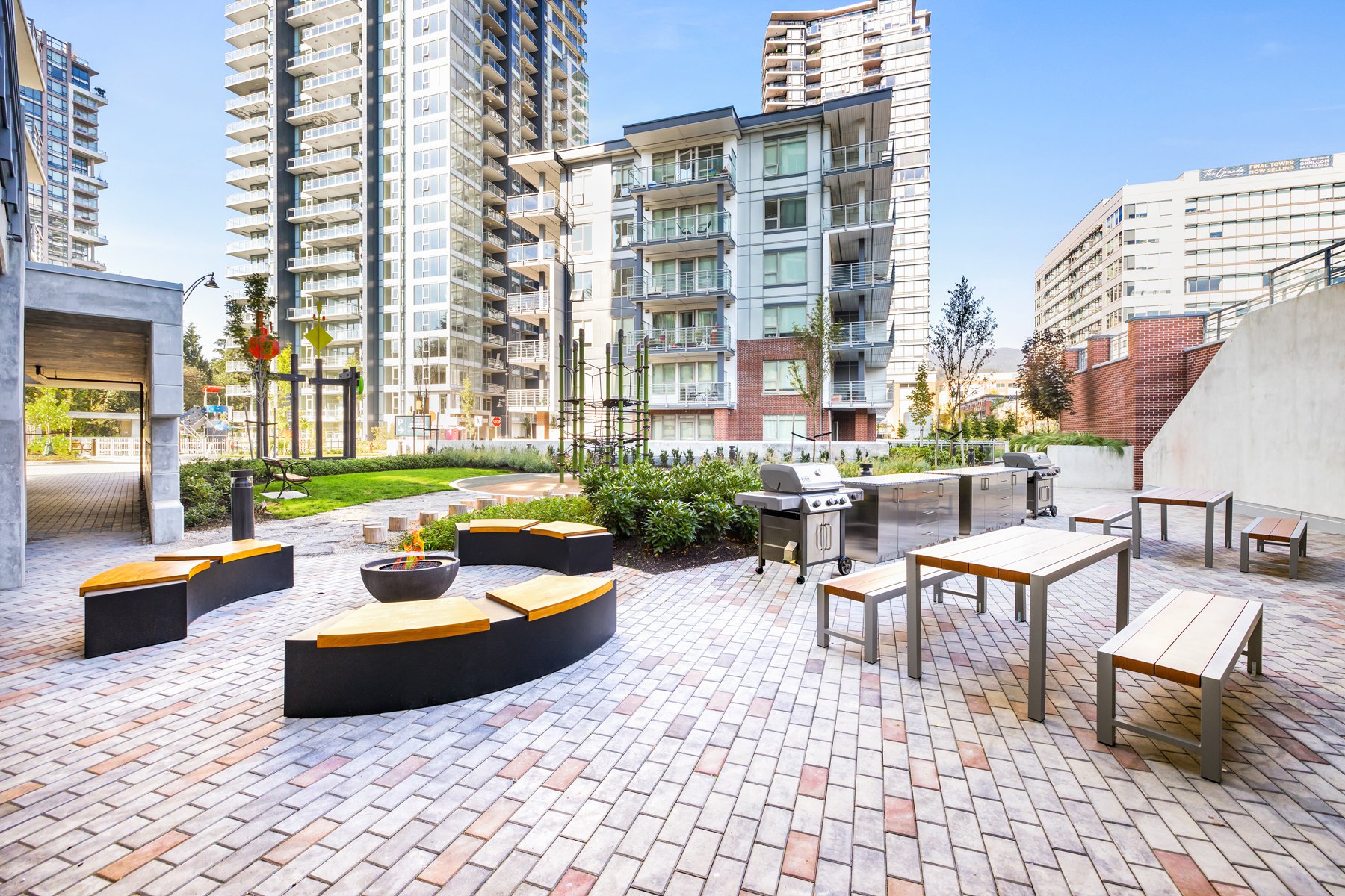 outdoor patio with BBQ at level port moody