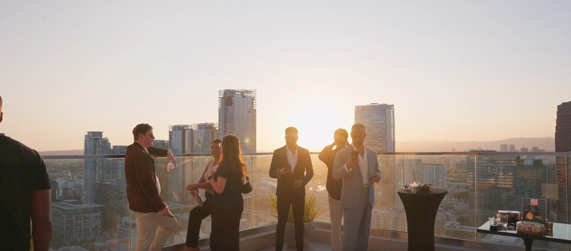 guests on the rooftop of the level los angeles south olive penthouse