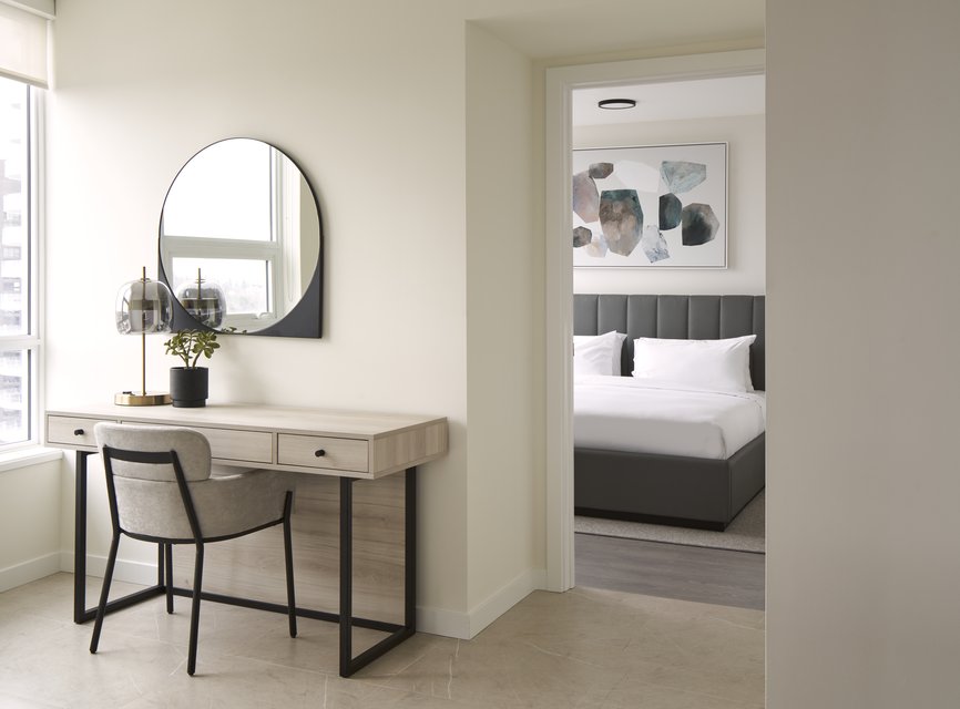 Bedroom and office area