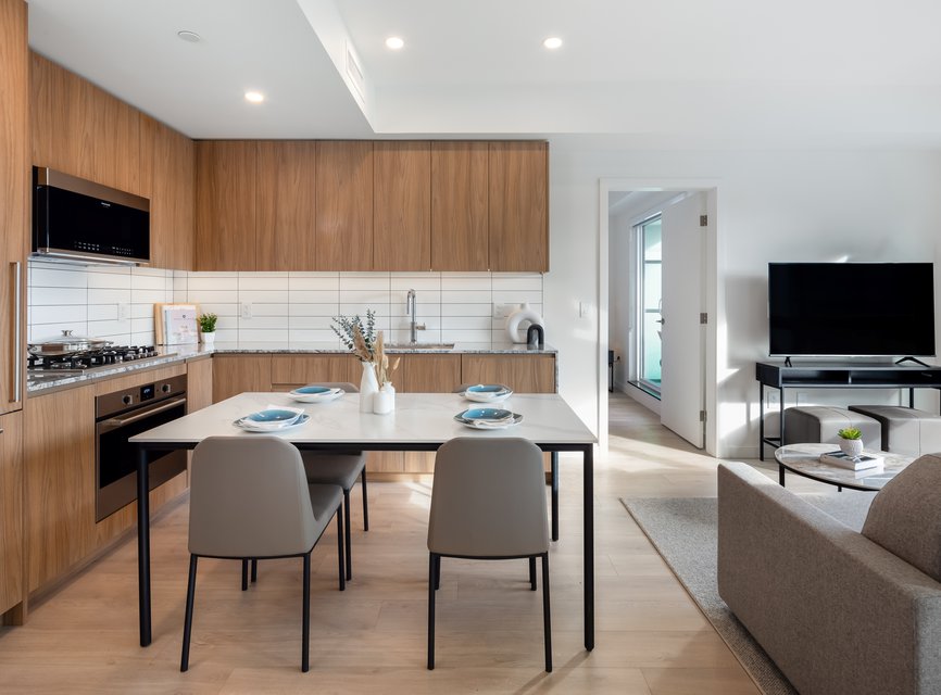 two bedroom furnished apartment spacious dining and living area in richmond at level furnished suites