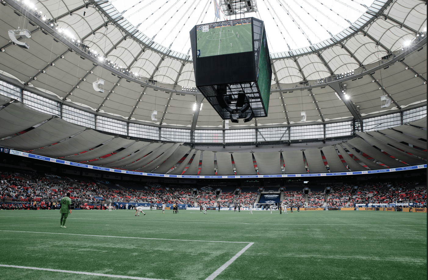 view of BC Place during soccer match located in Vancouver, BC